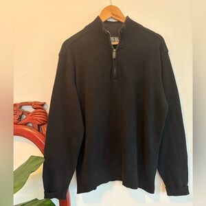 Oscar de la Renta Men's Black Quarter Zip-Up Cotton Sweater